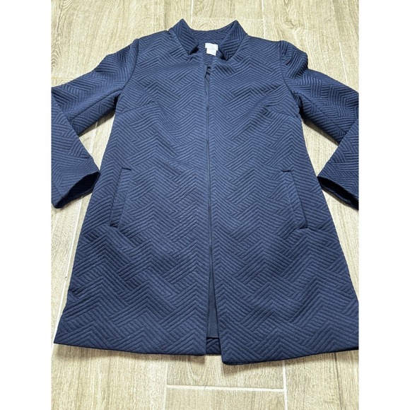 Chico's Travelers Navy Open Front Blazer Jacket Small 4 6 Travel NWOT Minimalist - Picture 3 of 9